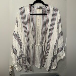 NWT Sim & Sam Women’s Striped Open Front Boho Kimono Cardigan Shawl